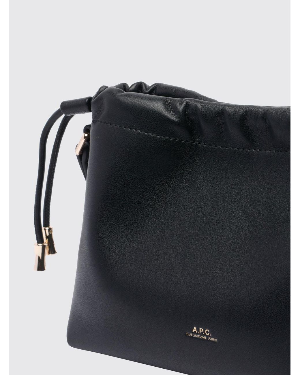A.P.C. Black Ninon Mini Synthetic Leather Crossbody Bag With Drawstring Closure