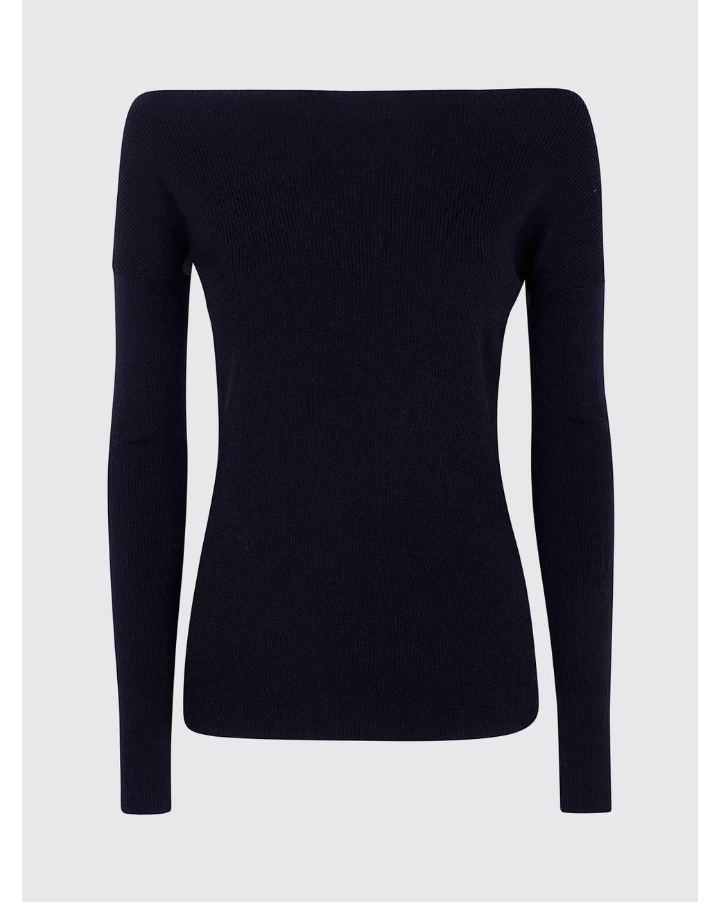 P.A.R.O.S.H. Blue P.A.R.O.S.H. Slim Fit Pure Wool Jumper With Straight Neckline And Dropped Shoulders