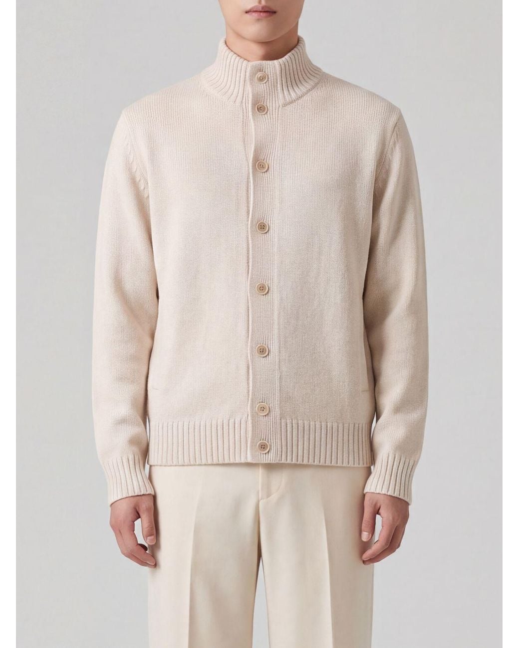 Zanone Natural Wool Turtleneck Sweater for men