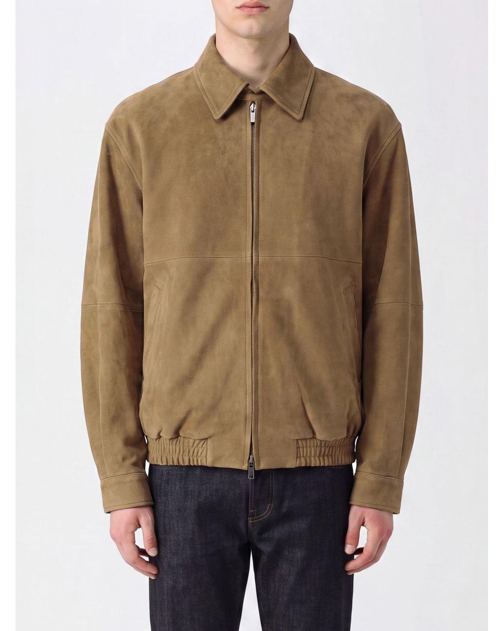 TONYWACK Natural Suede Shirt Jacket With Zip Closure for men