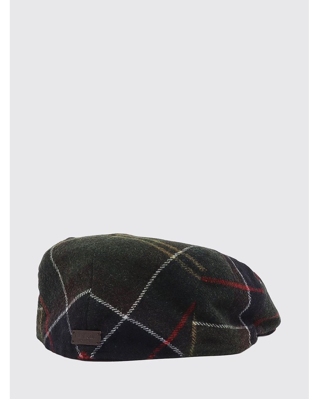 Barbour Black Wool-Blend Tartan Pattern Flat Cap With Structured Visor for men