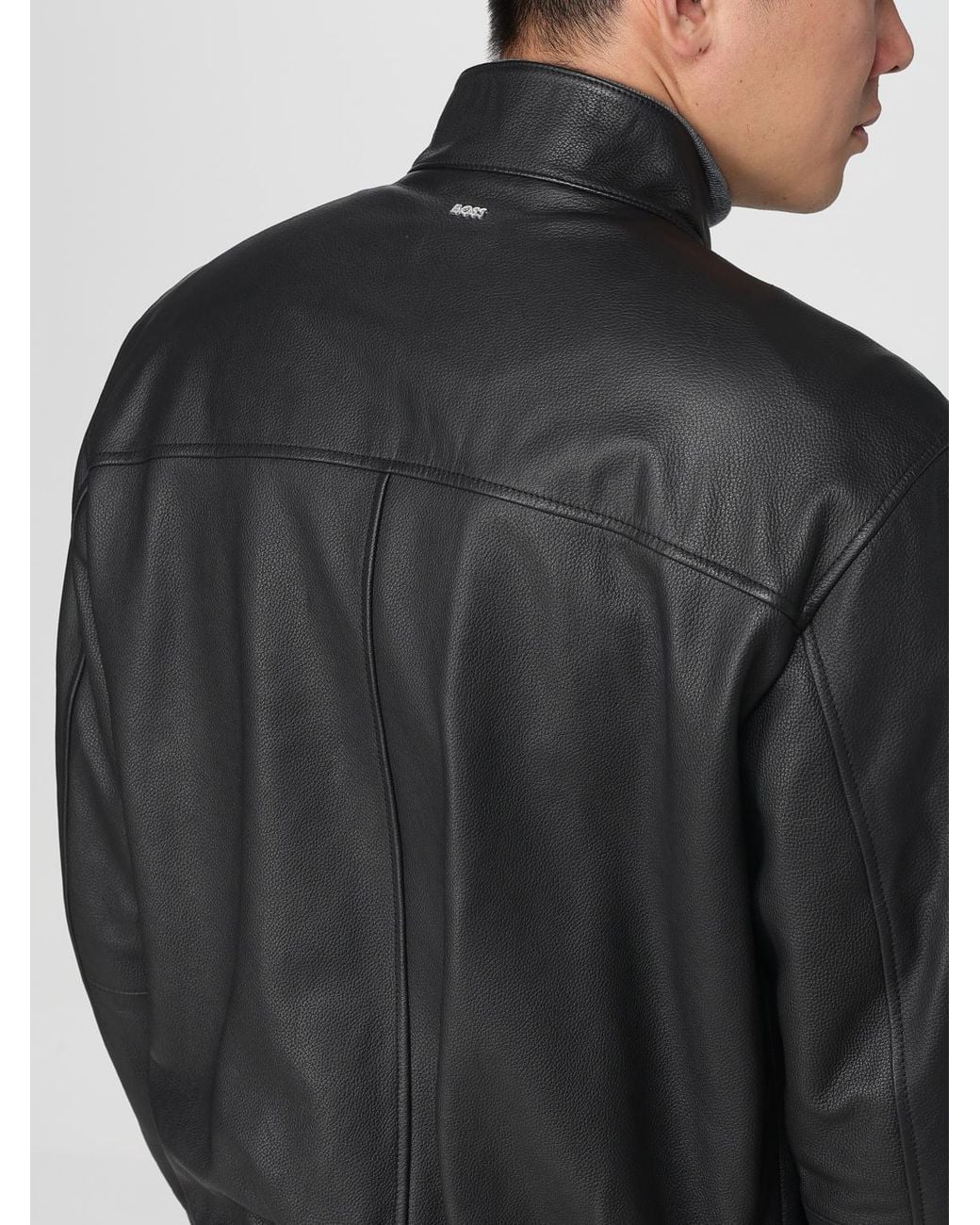 Boss Black Leather Jacket for men