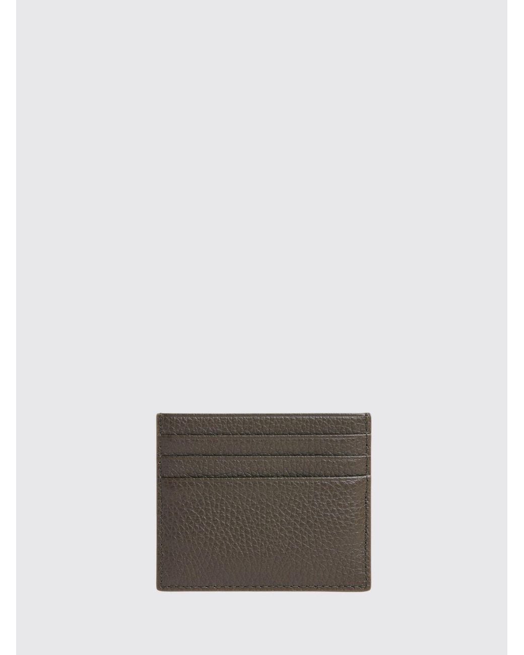 Coccinelle Gray Flat Grained Leather Metallic Soft Card Holder With Metal Logo