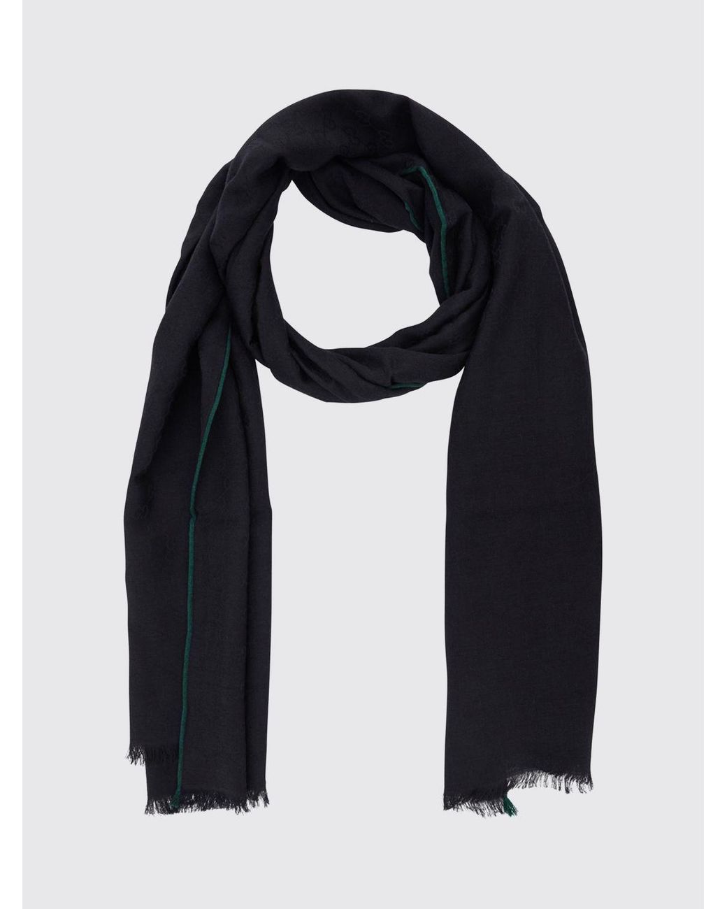 Gucci Black Solid Colour Cotton And Polyester Blend Scarf for men