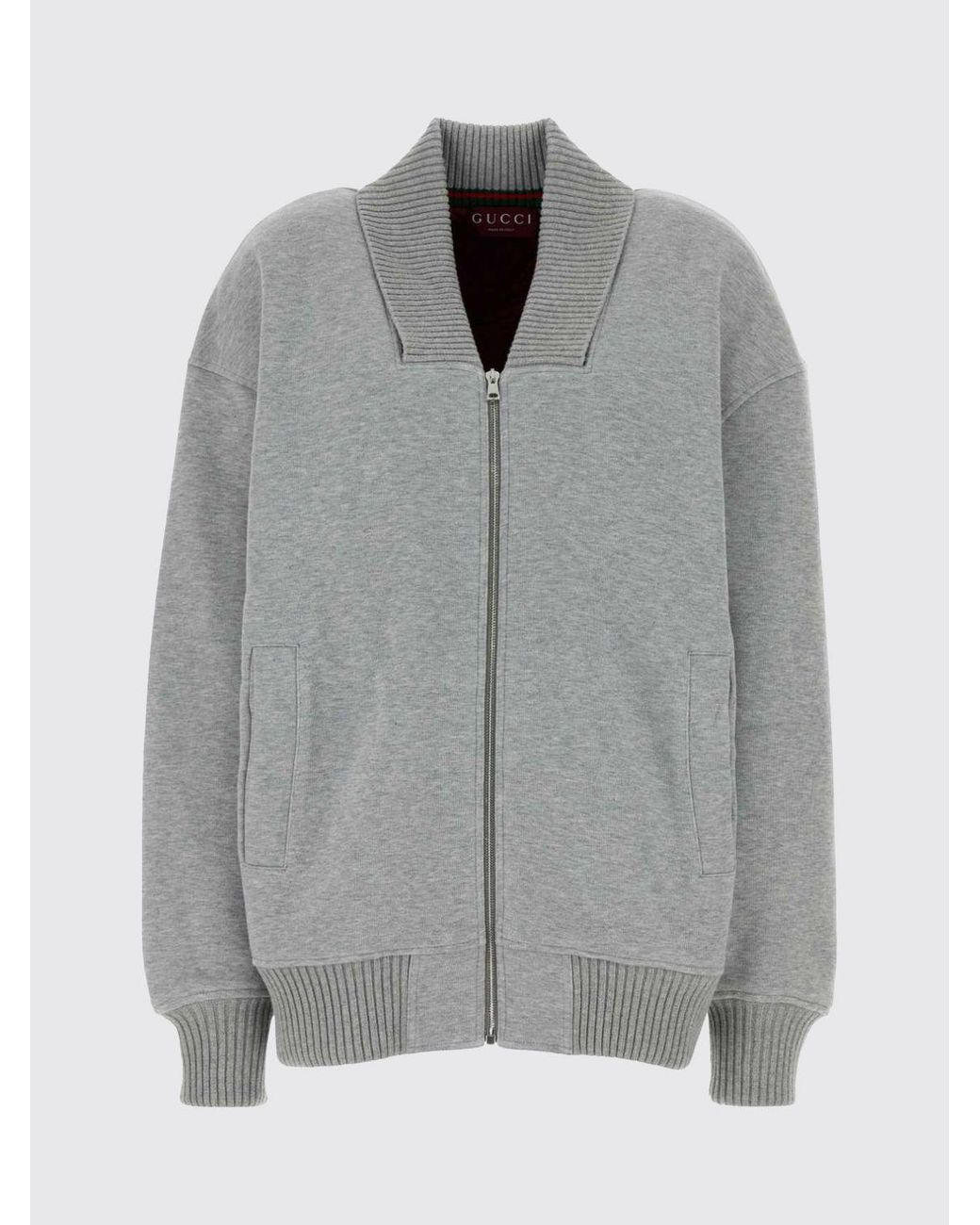 Gucci Gray Cotton Blend Zip Bomber Sweatshirt