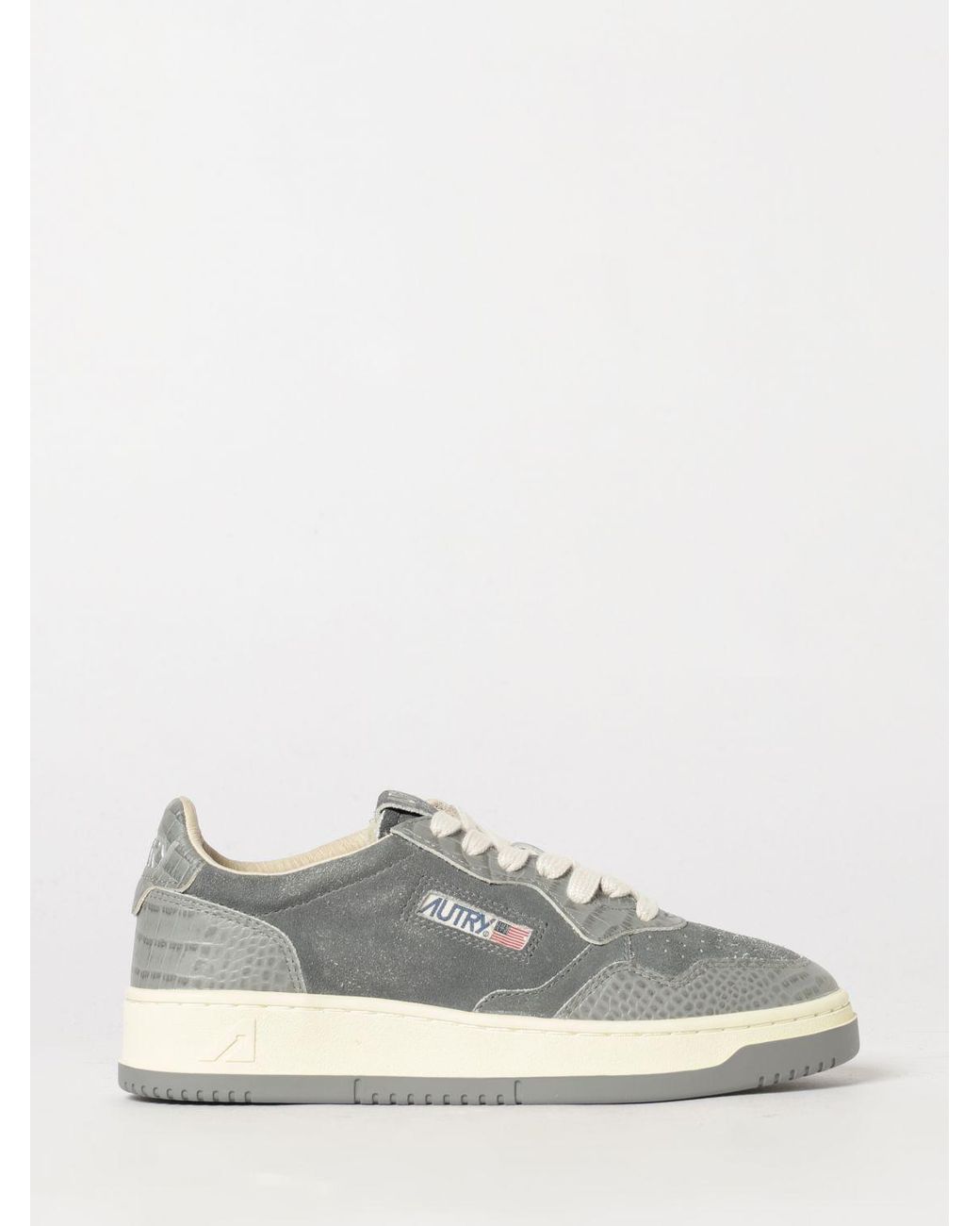 Autry White Medalist Low Super Vintage Leather And Suede Sneakers With Worn Effect