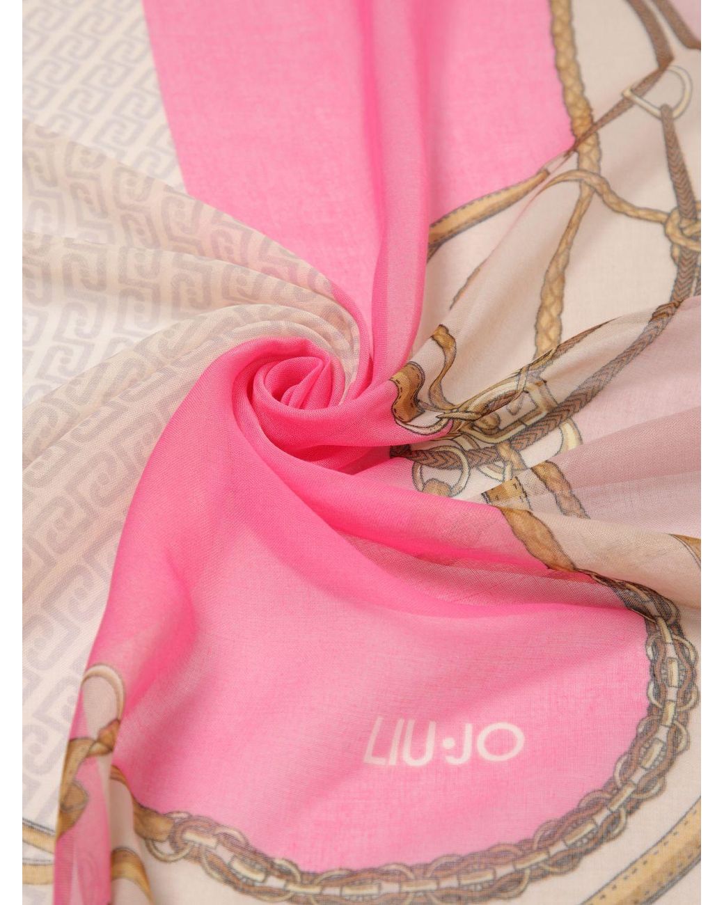 Liu Jo Pink Polyester Scarf With All-Over Lj Monogram