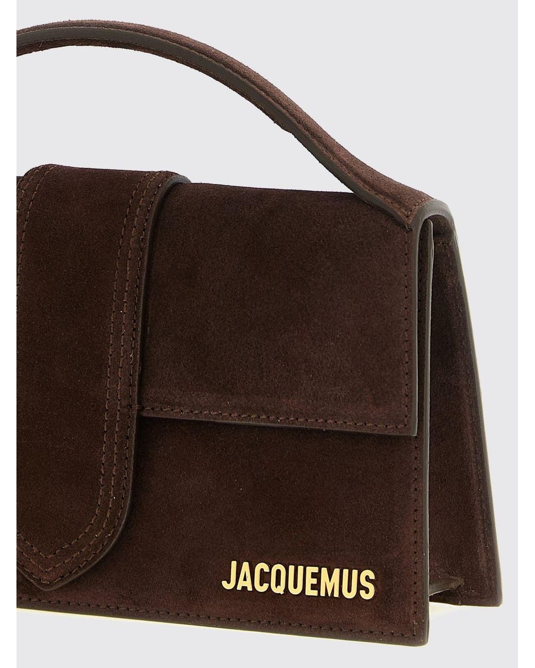 Jacquemus Brown Le Grand Bambino Suede Leather Handbag With Logo