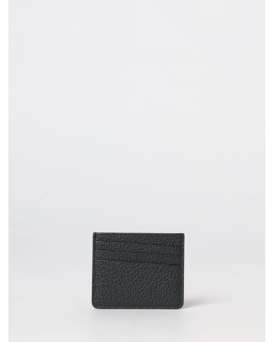 Maison Margiela White Grained Calfskin Flat Card Holder With Four Stitches for men