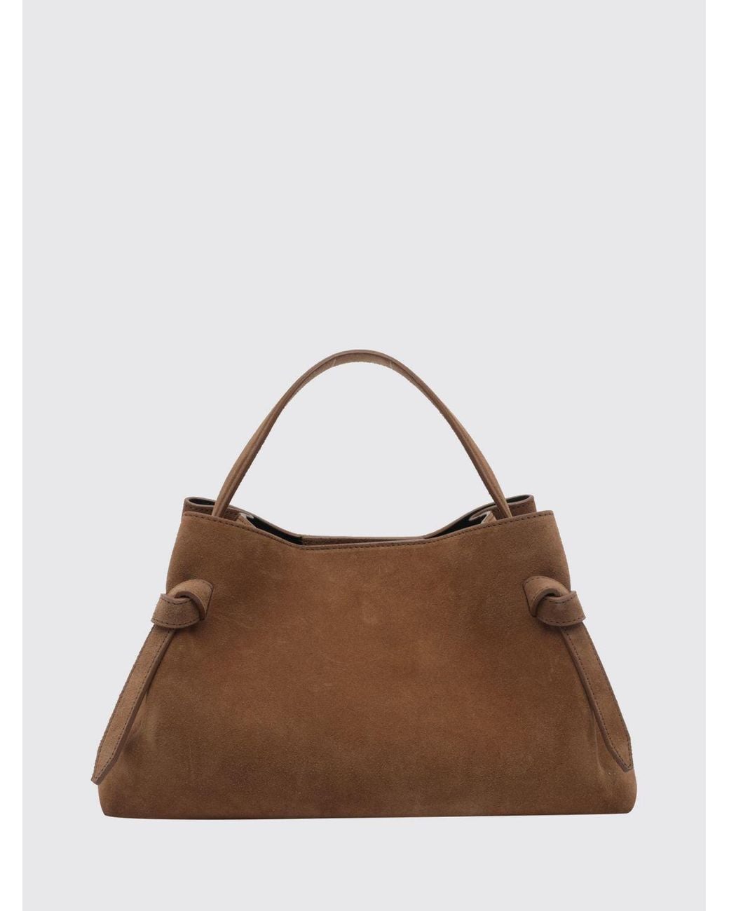 Yuzefi Brown Flared Suede Calfskin Leather Handbag