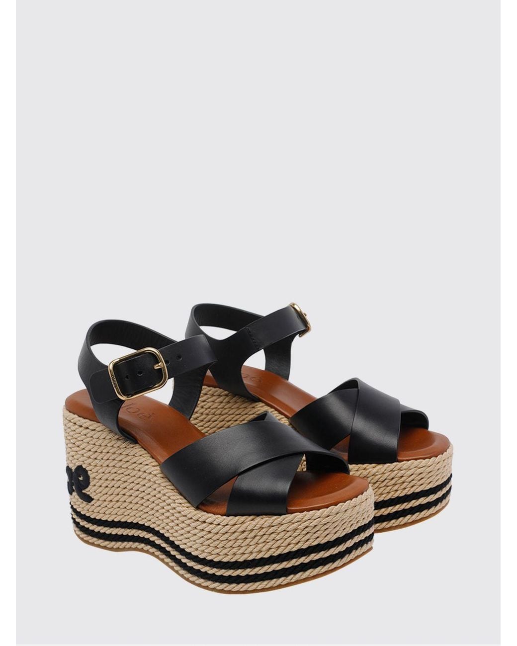 Chloé Black ChloÉ High Wedge Sandals
