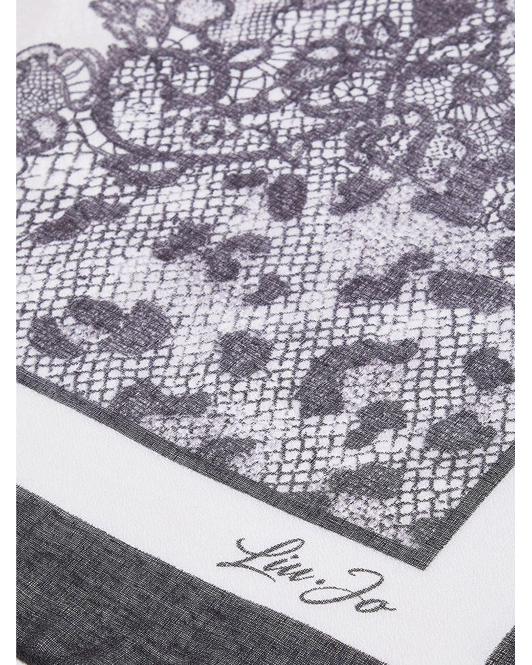 Liu Jo Gray Square Polyester Scarf With Floral Print And Logo
