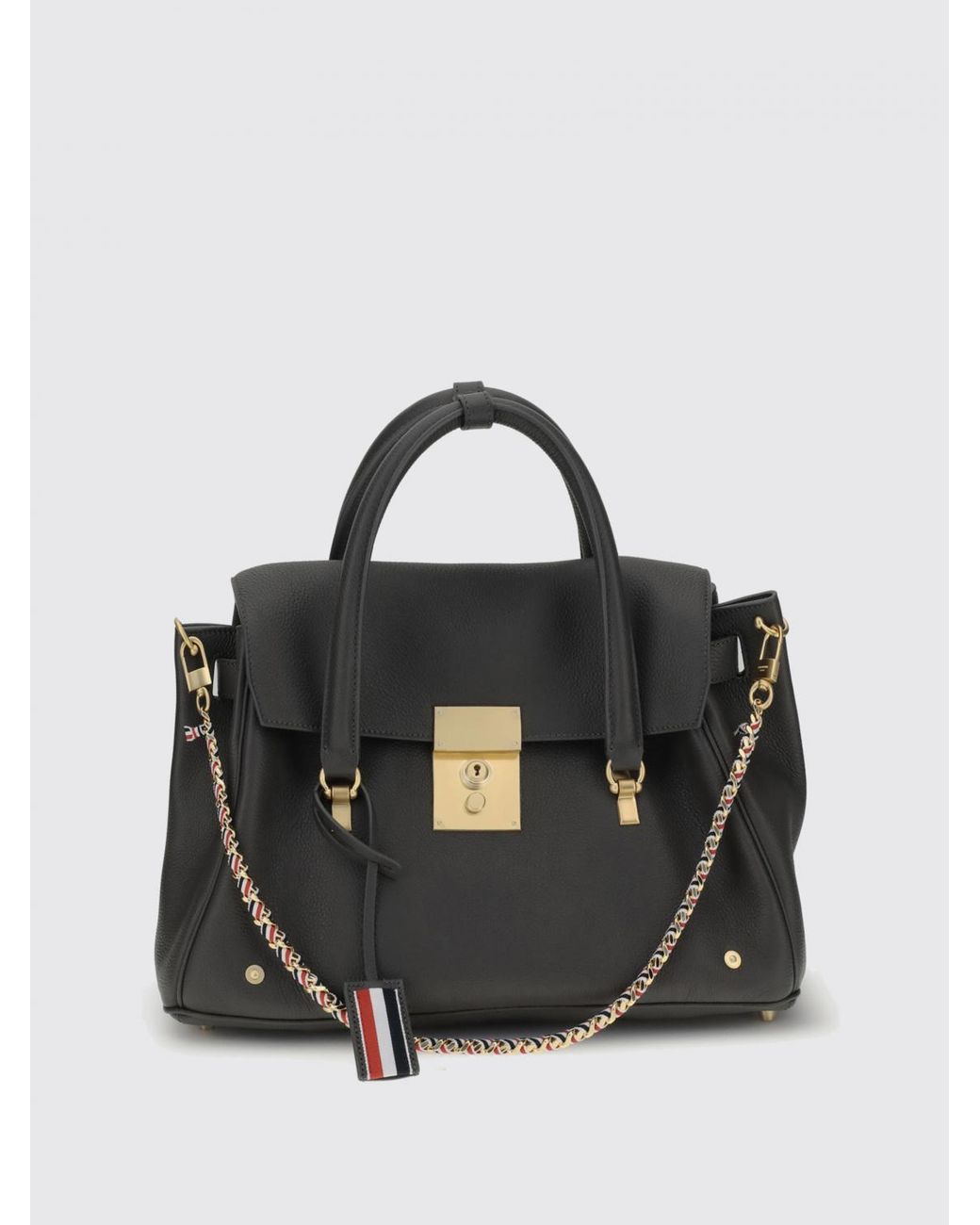 Thom Browne Black Calf Leather Handbag