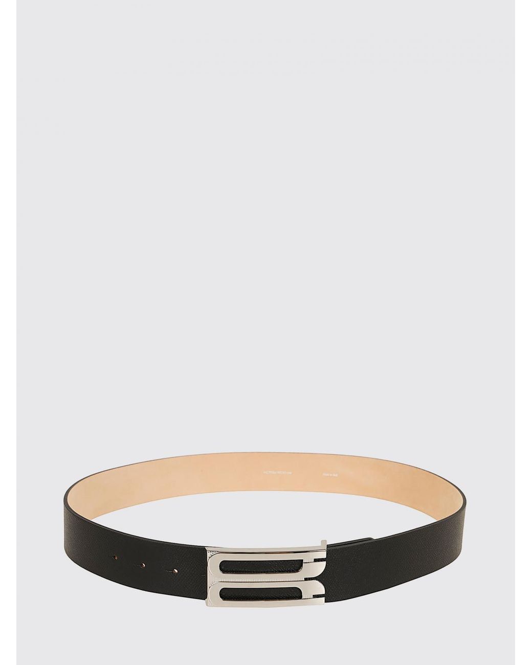 Victoria Beckham White Dorian Calf Leather Belt With Logo Buckle