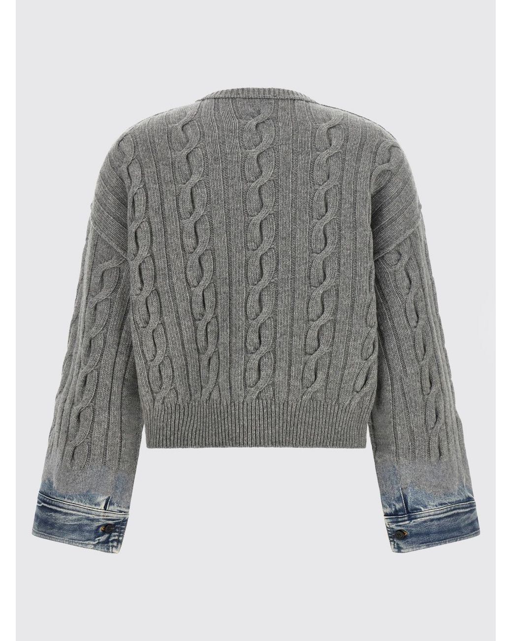 Haikure Gray Merino Wool Crewneck Jumper With Dropped Shoulders