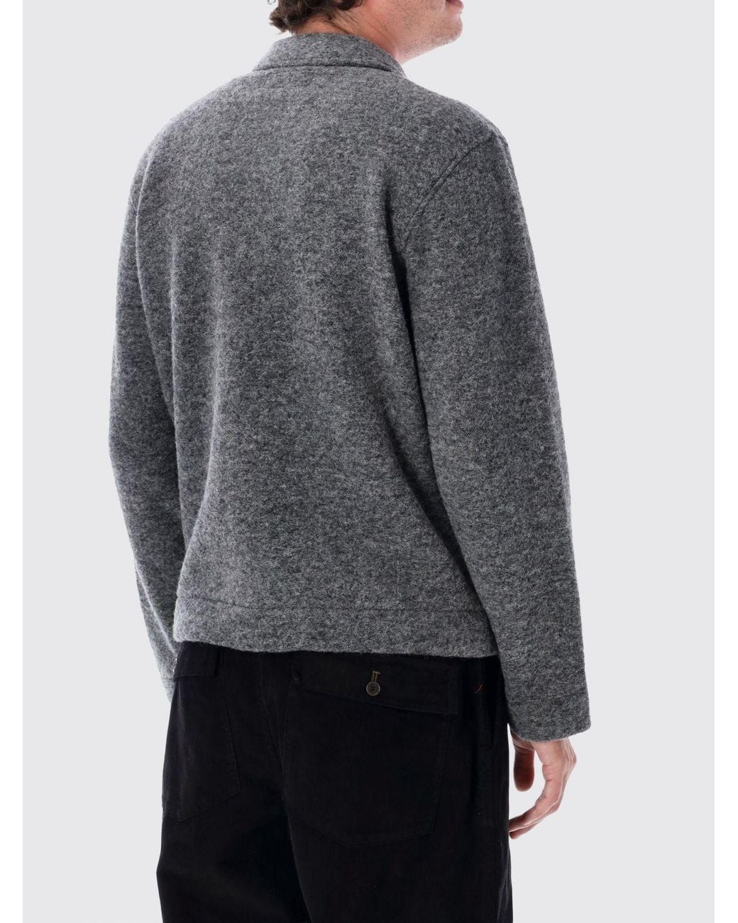 Universal Works Gray Wool-Blend Shirt Jacket With Patch Pockets And Classic Collar for men