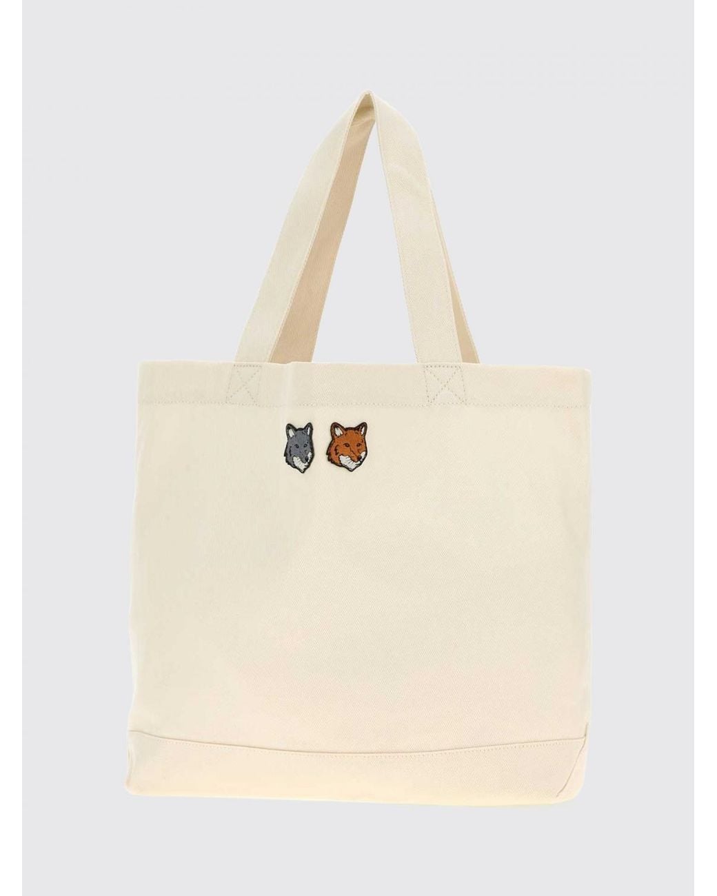 Maison Kitsuné Natural Maison KitsunÉ Cotton Tote Bag With Chillax Fox Logo Print for men