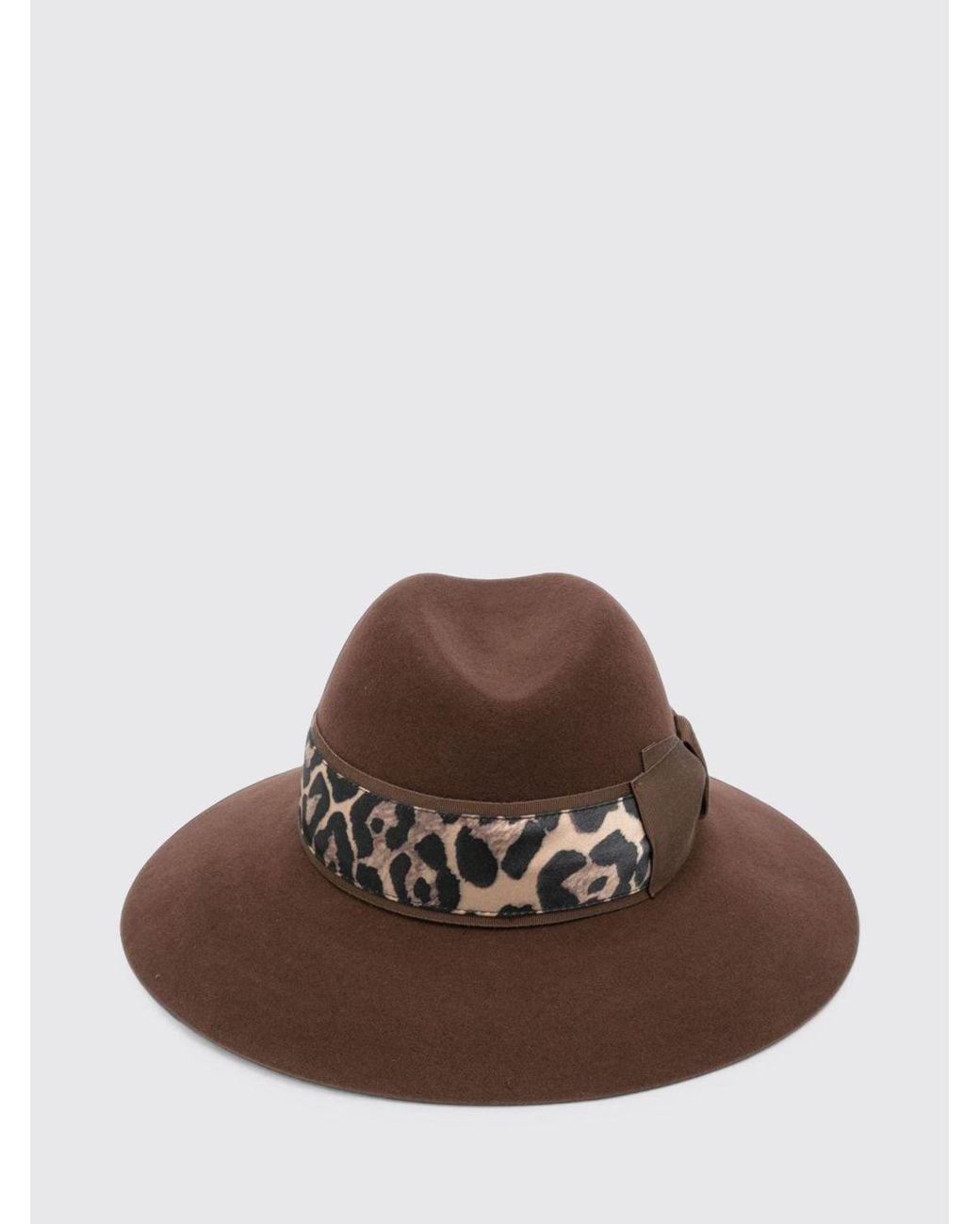 Borsalino Brown Claudette Animal Print Wool Felt Wide-Brim Hat