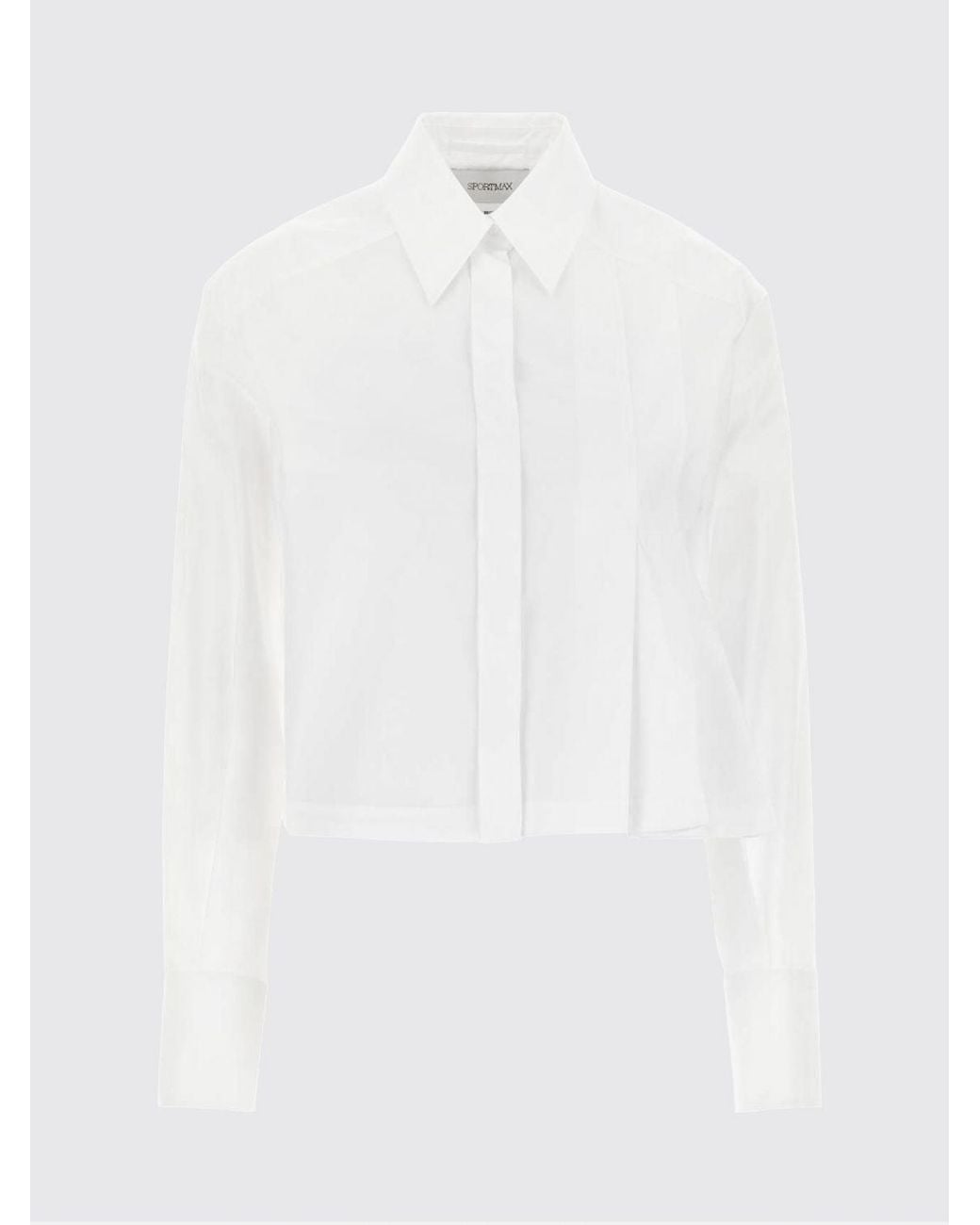 Sportmax White Cotton Shirt With Pleated Detail