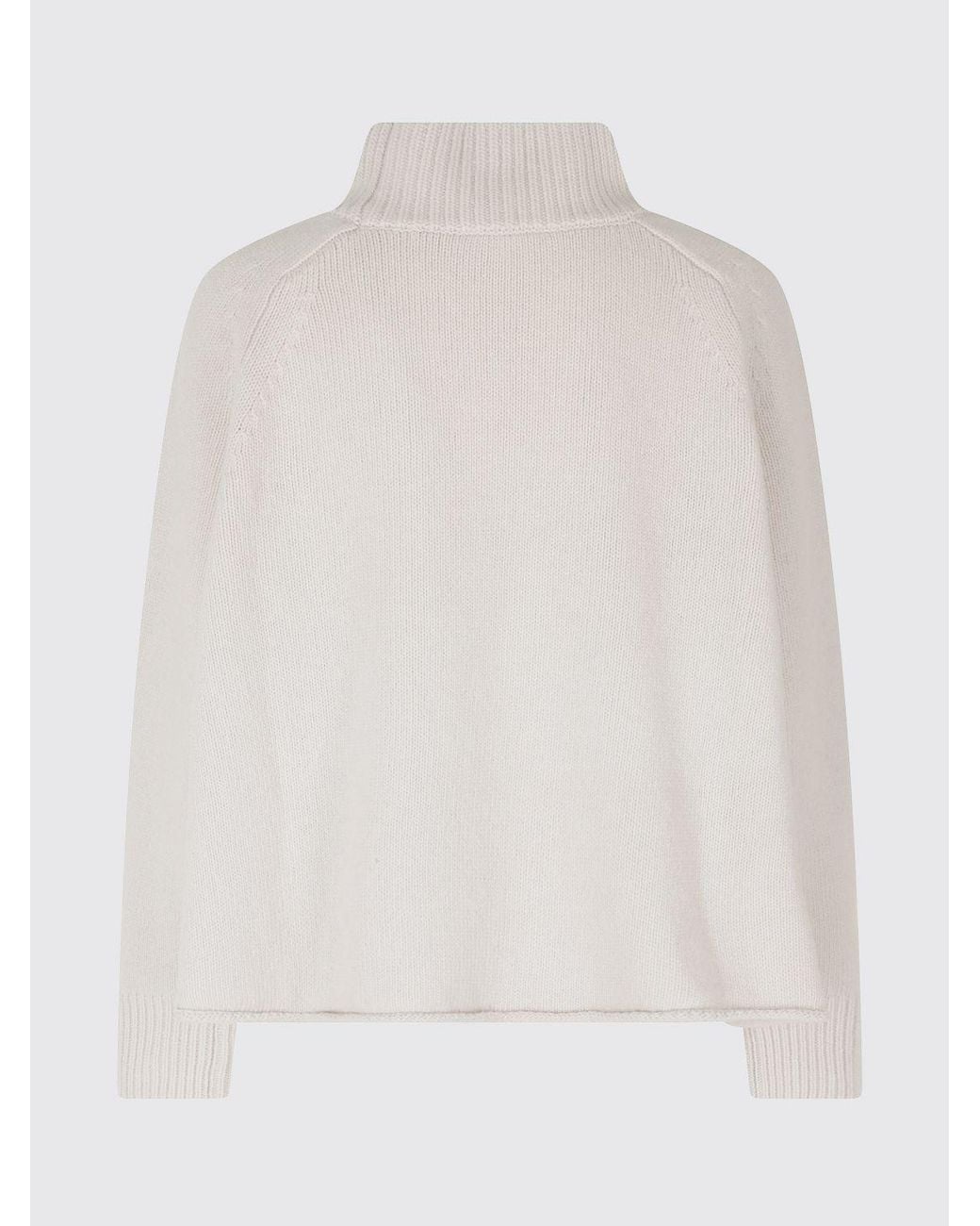 Roberto Collina White Long-Sleeved Cotton Blend Turtleneck Jumper