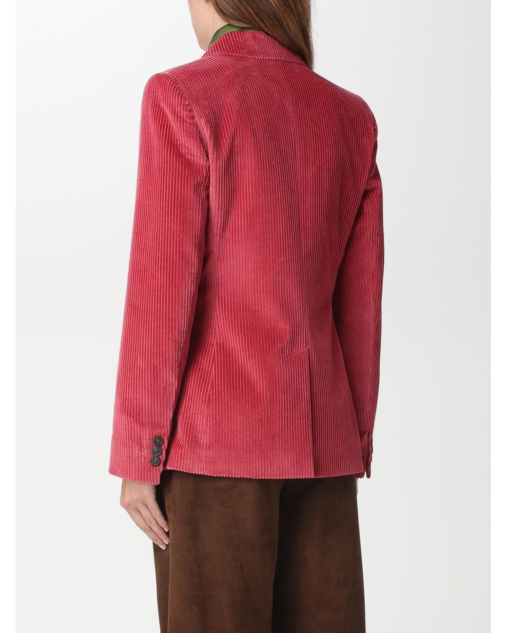 Weekend by Maxmara Red Corduroy Doublebreasted Blazer