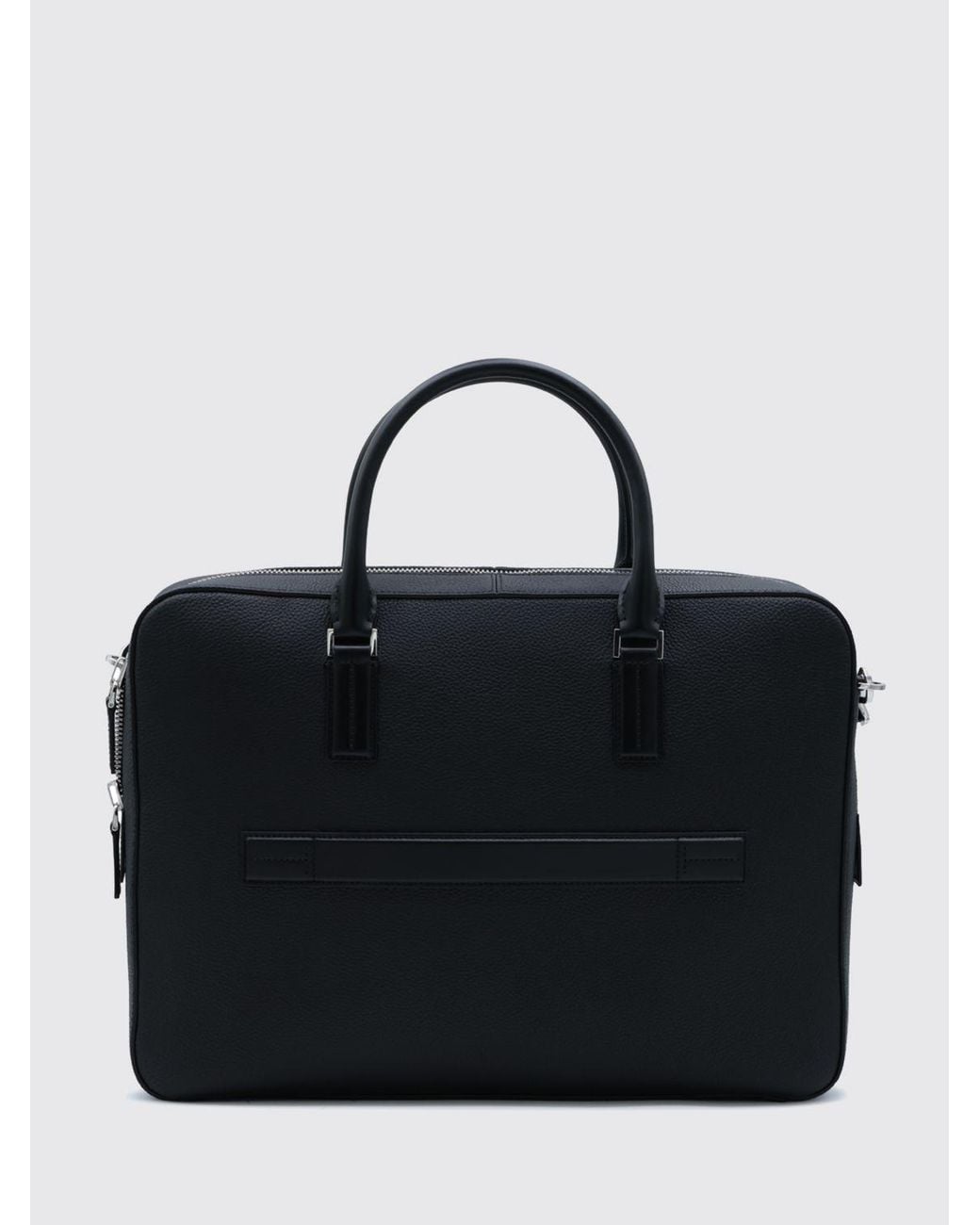 Tom Ford Black Elliot Calf Leather Briefcase With Double Handle And Charm for men