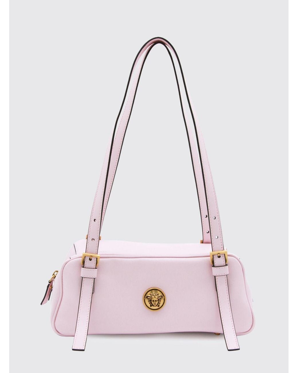 Versace Pink Emblème Small Leather Shoulder Bag With Medusa Logo