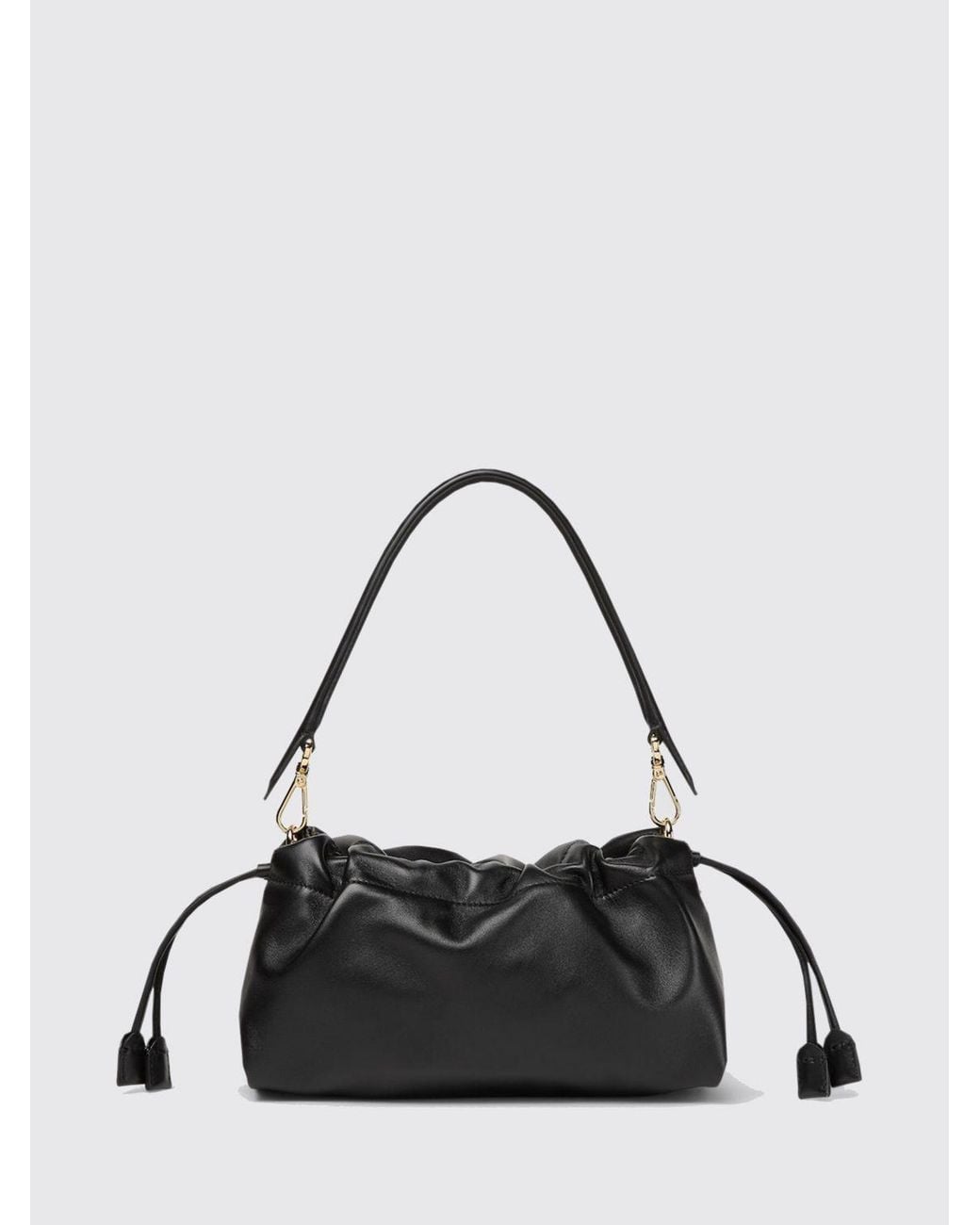Fendi Black Medium Baguette Lambskin Nappa Shoulder Bag With Drawstring