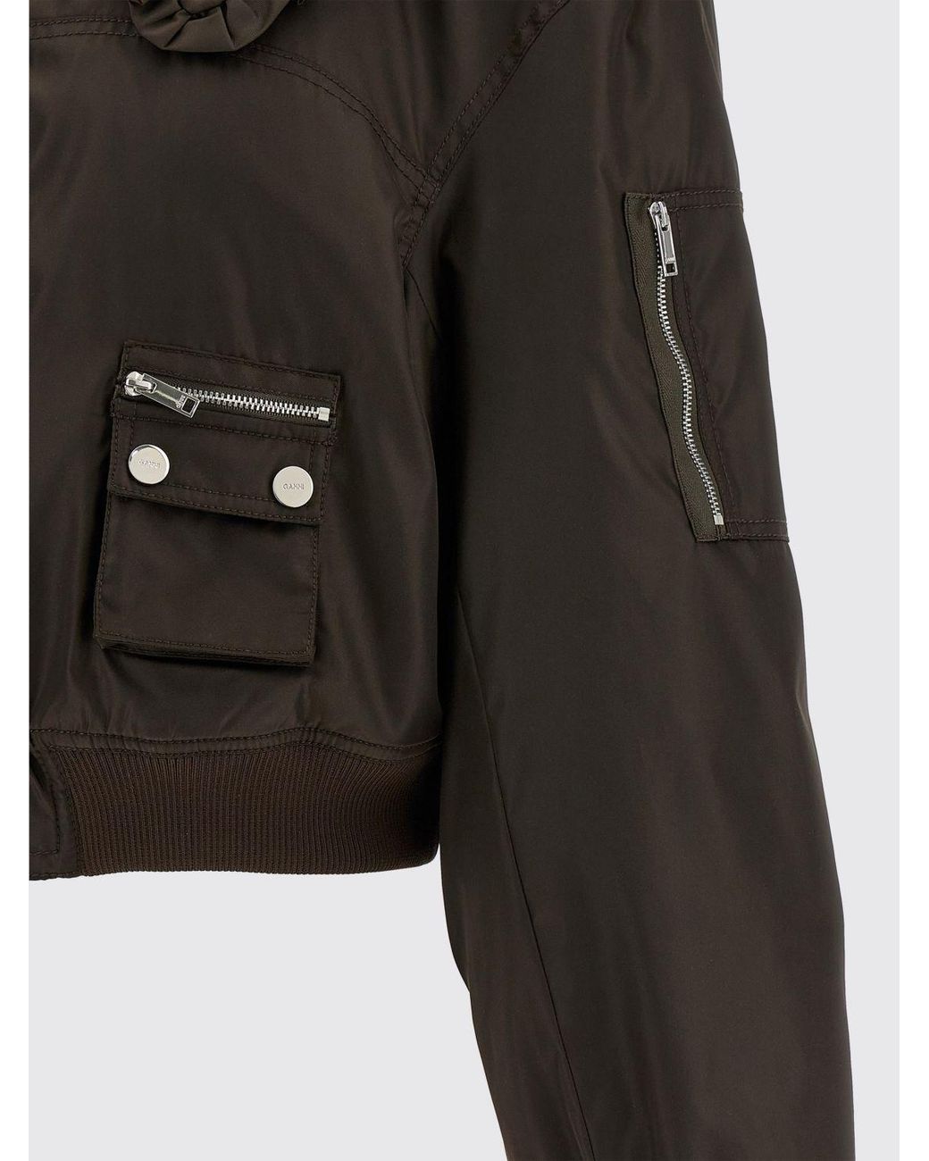 Ganni Black Technical Fabric Bomber Jacket
