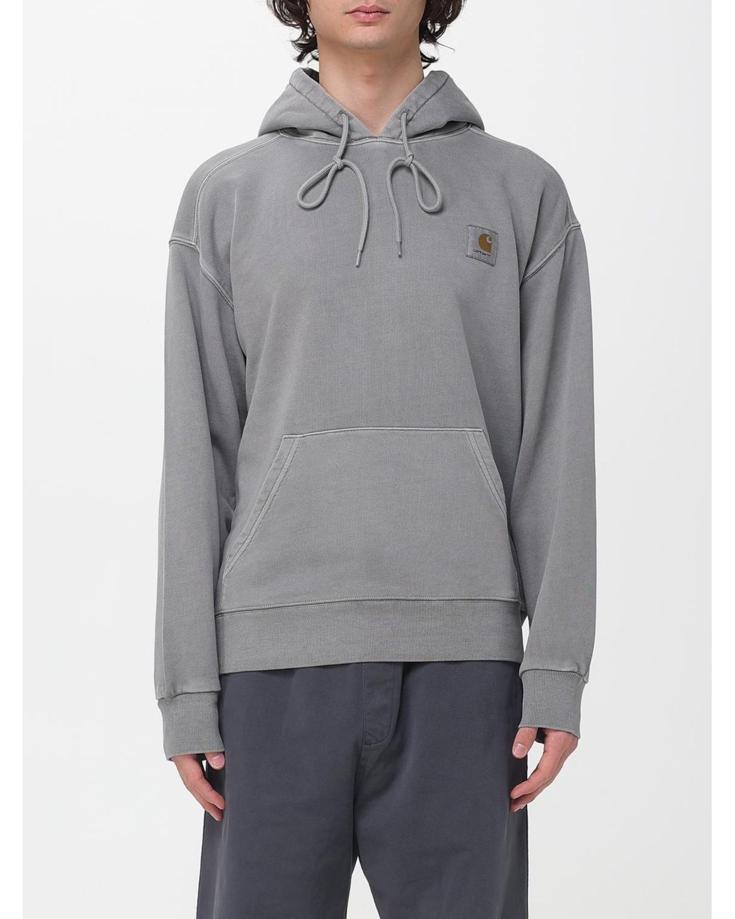 Carhartt Gray Cotton Logo Hoodie for men