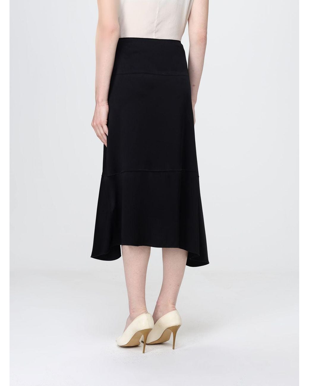 Victoria Beckham Black Asymmetric High-Waisted Satin Mini Skirt