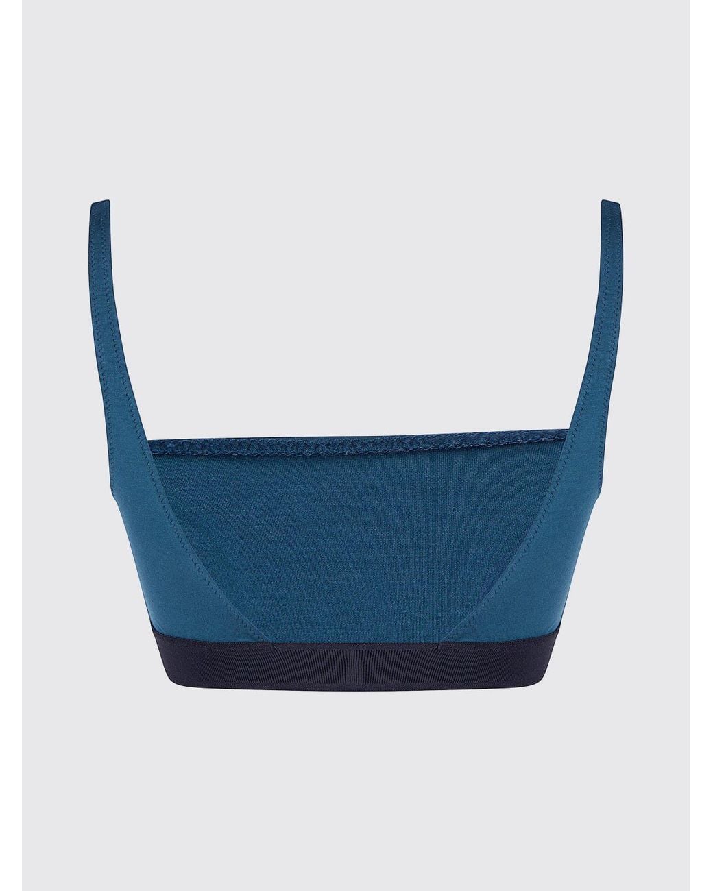 Tom Ford Blue Cropped Modal Bralette Top With Contrast Logo Band