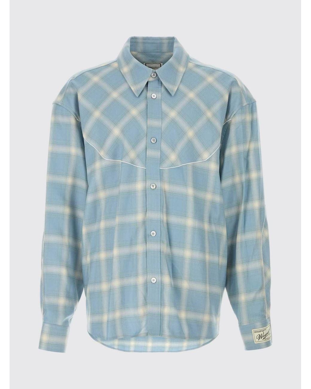 Wooyoungmi Blue Rayon Shirt With Check Print for men