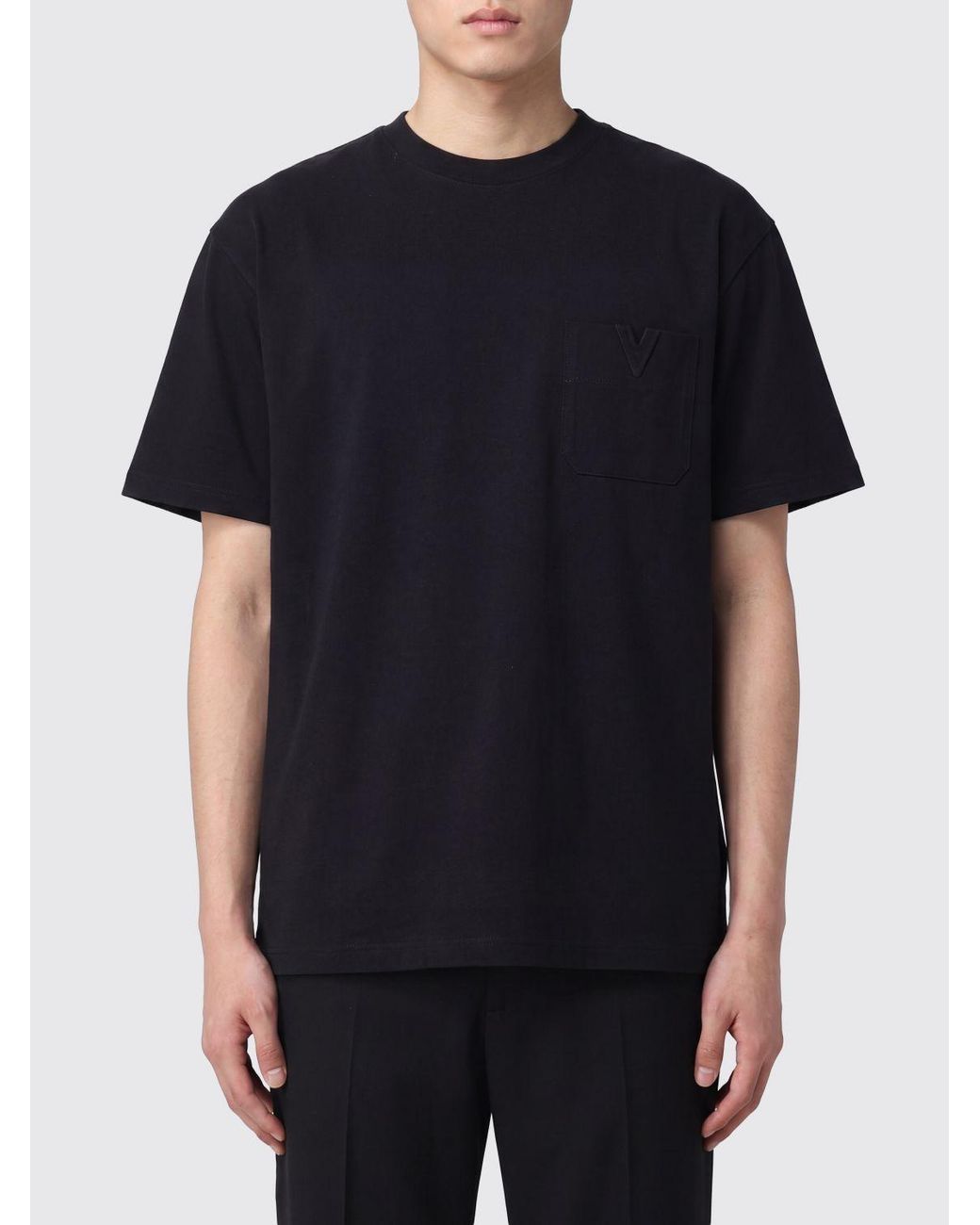 Valentino Black Vlogo Signature Cotton-Blend T-Shirt With Patch Pocket for men