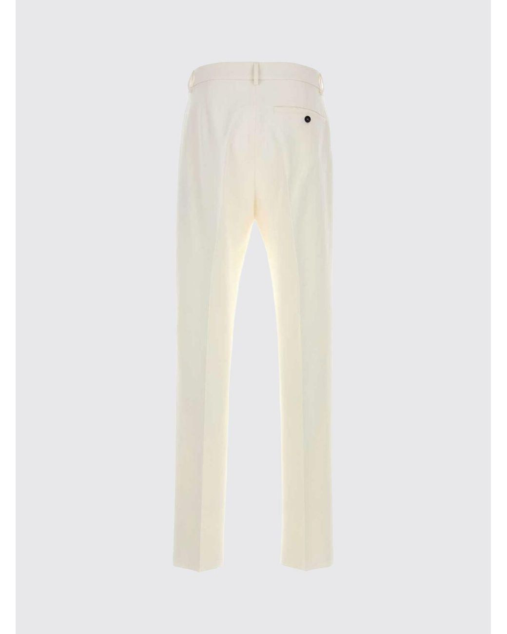 Ferragamo White Slim Fit Cotton And Cashmere Tailored Trousers With Concealed Closure for men