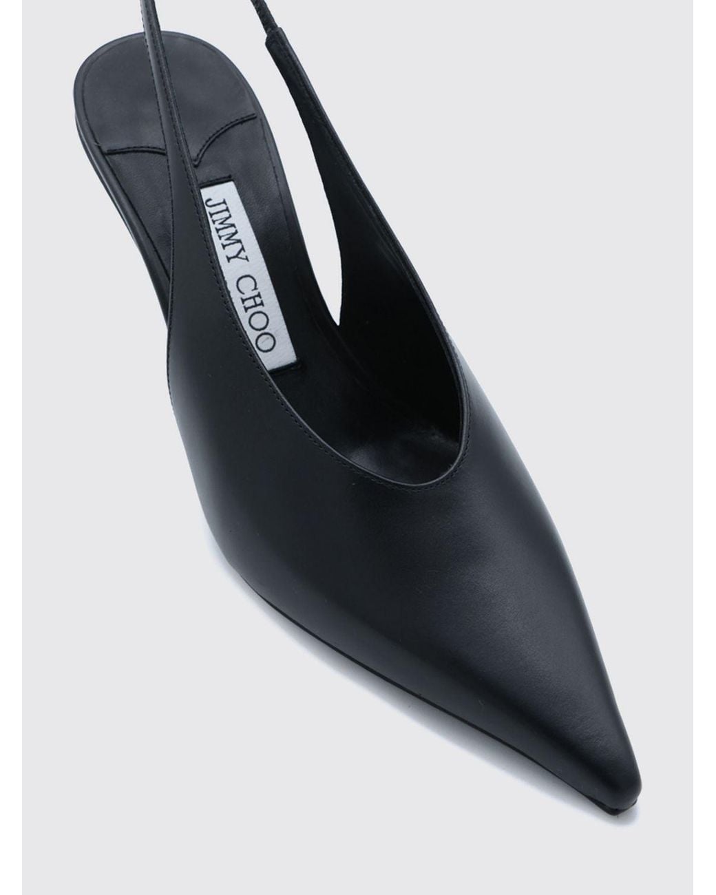 Jimmy Choo Black Isa Leather Slingback Court Shoes With Almond Toe And Teardrop Heel