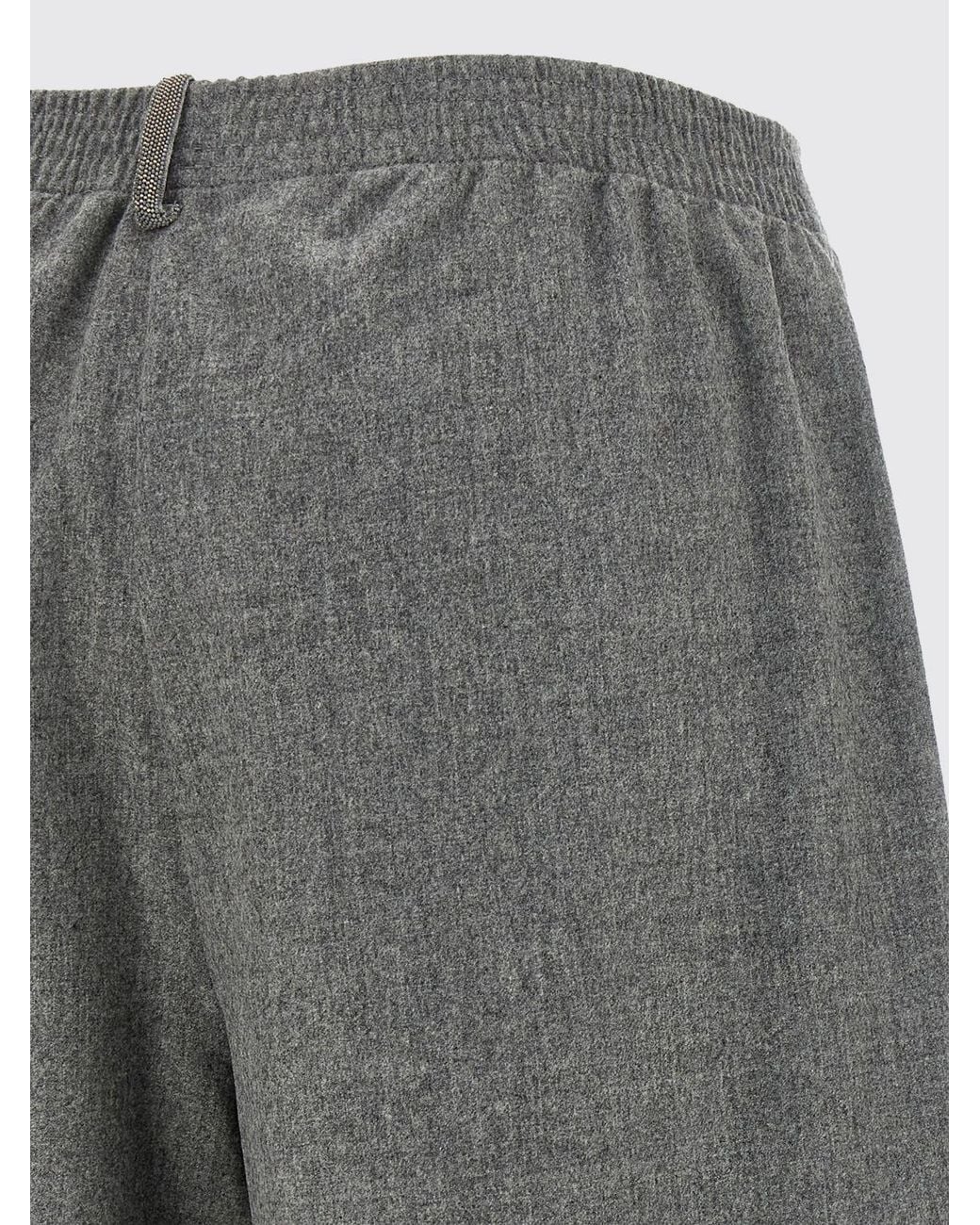 Fabiana Filippi Gray Wool Blend Palazzo Trousers With Elastic Waist And Jewel Detail