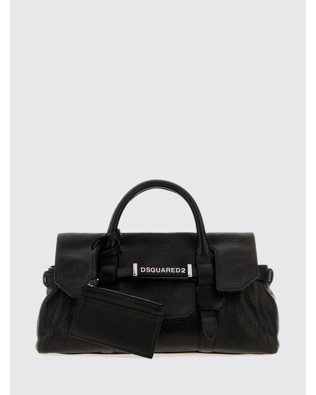DSquared² Black Ausgestellte Leder-Handtasche Mit Doppeltem Griff Und Innentasche