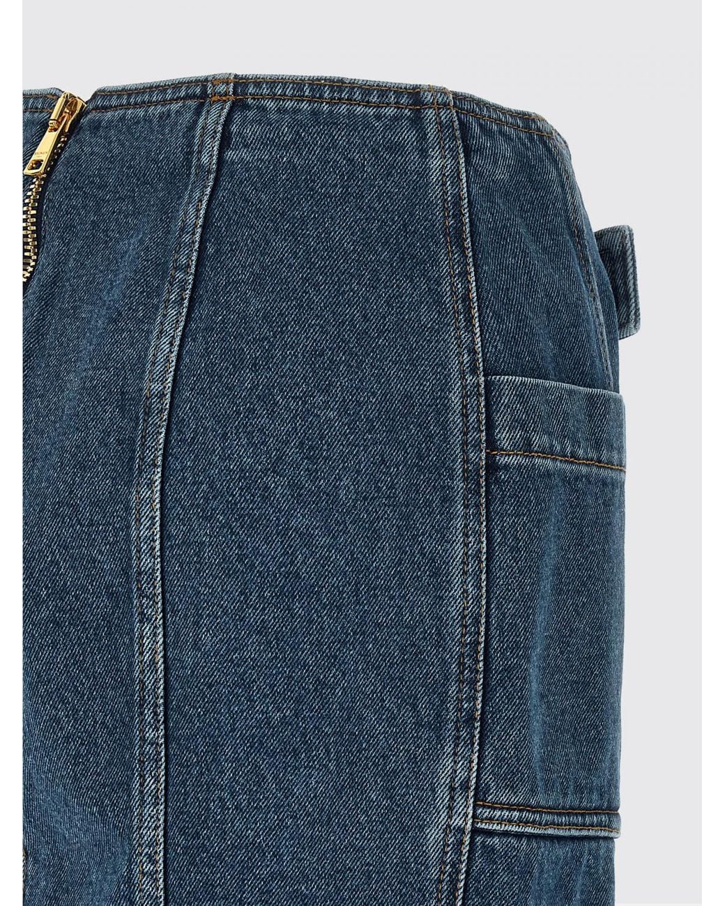 Balmain Blue Denim Mini Skirt With Maxi Buckle