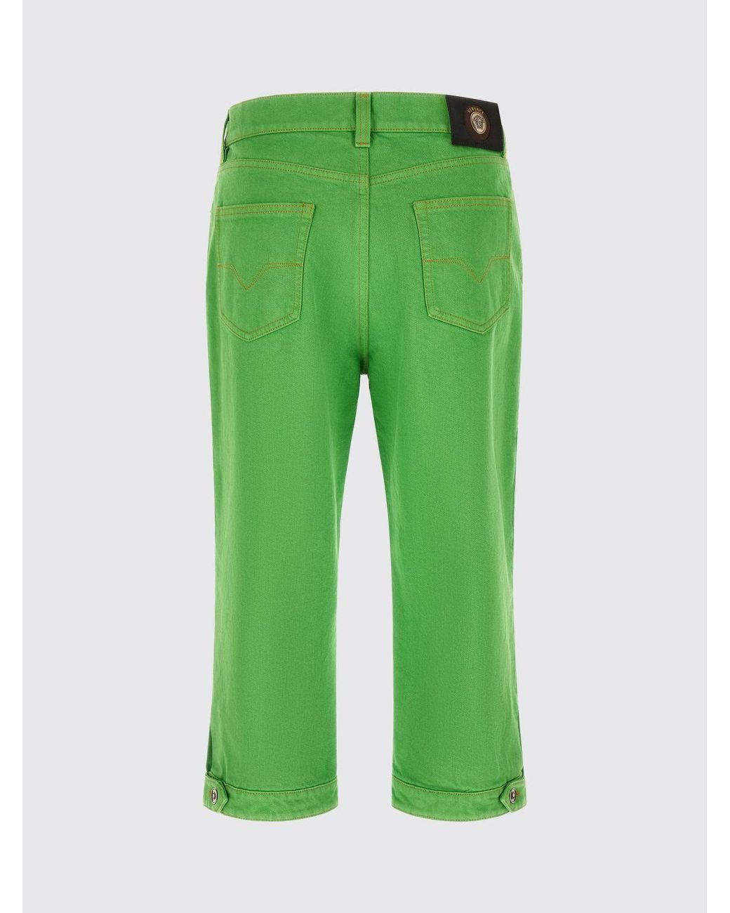 Versace Green Cropped Fit Denim Jeans