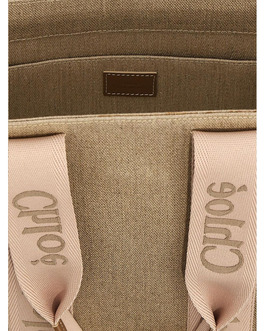Chloé Natural ChloÉ Woody Tote Canvas And Leather Bag