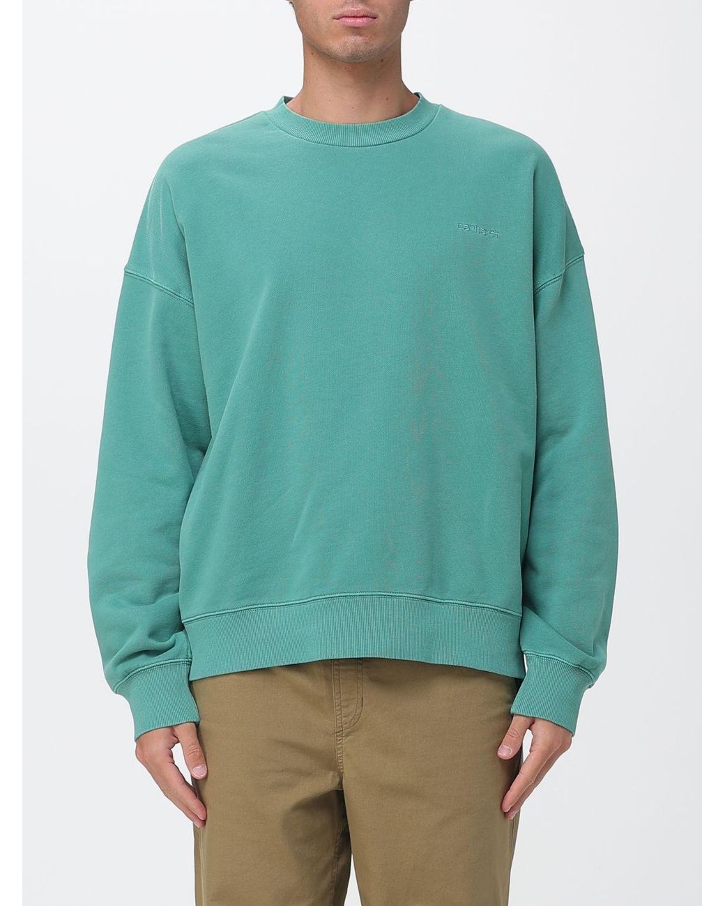 Carhartt Green Cotton Crew Neck Sweatshirt for men