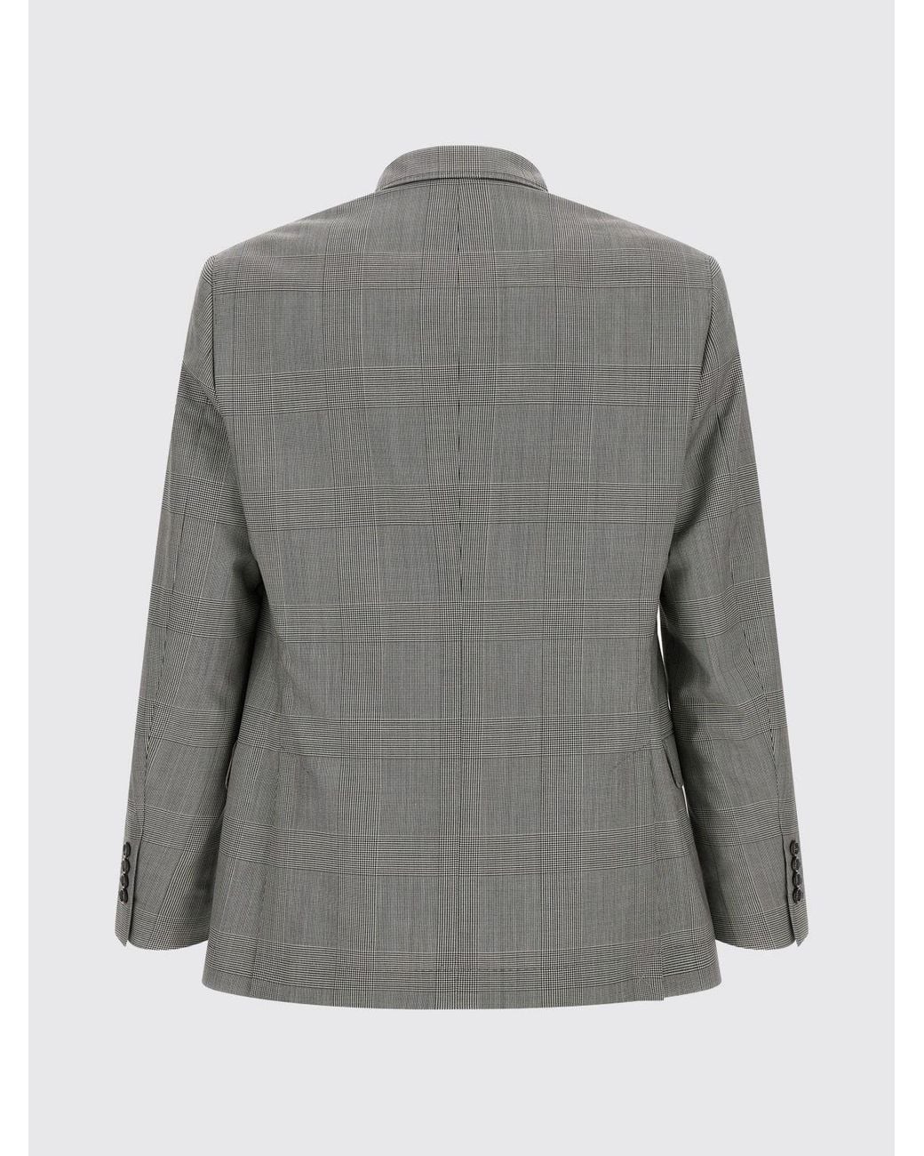 Brunello Cucinelli Gray Prince Of Wales Single-Breasted Virgin Wool Blazer for men