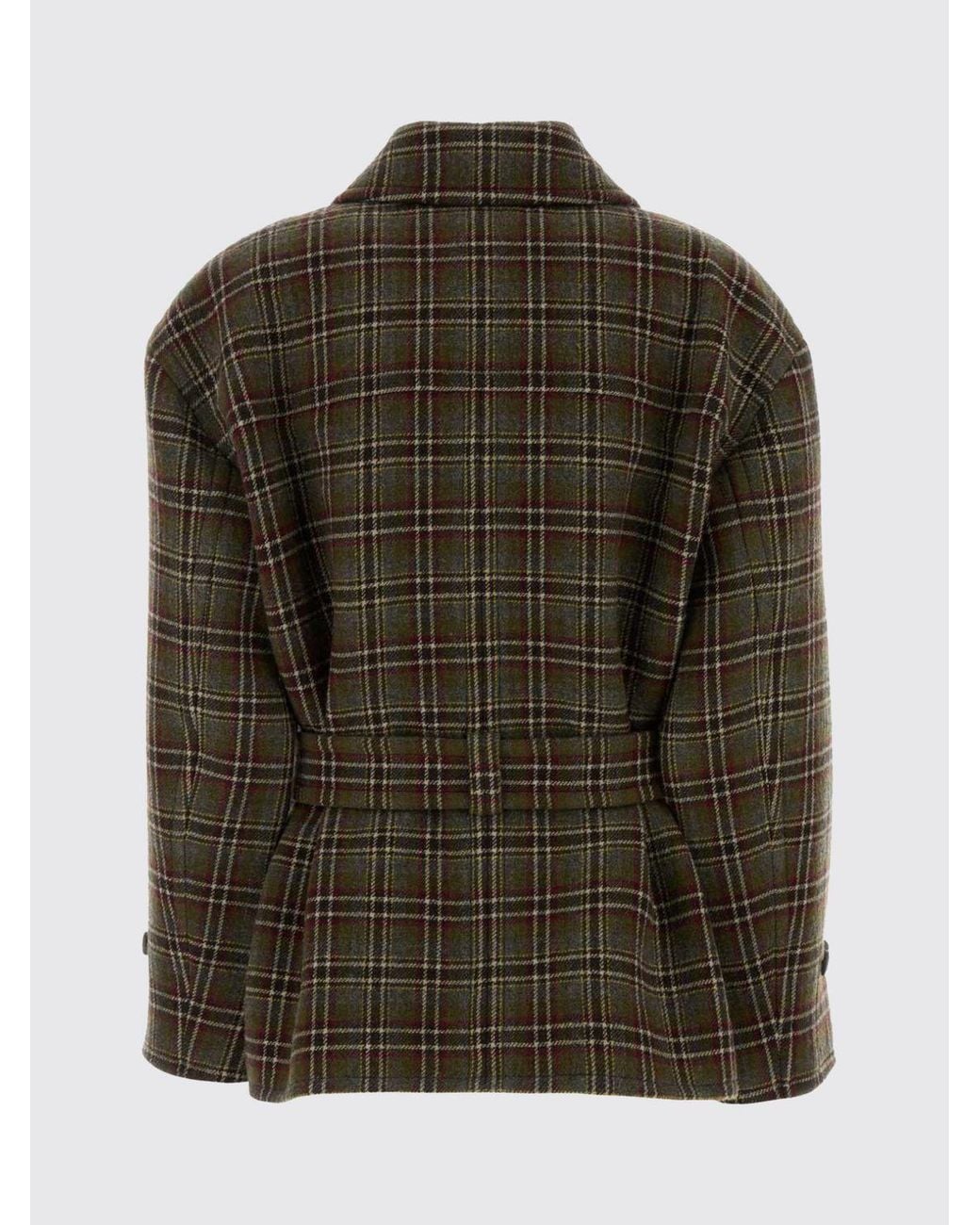 Chloé Black ChloÉ Tartan Wool-Blend Double-Breasted Peacoat With Waist Belt