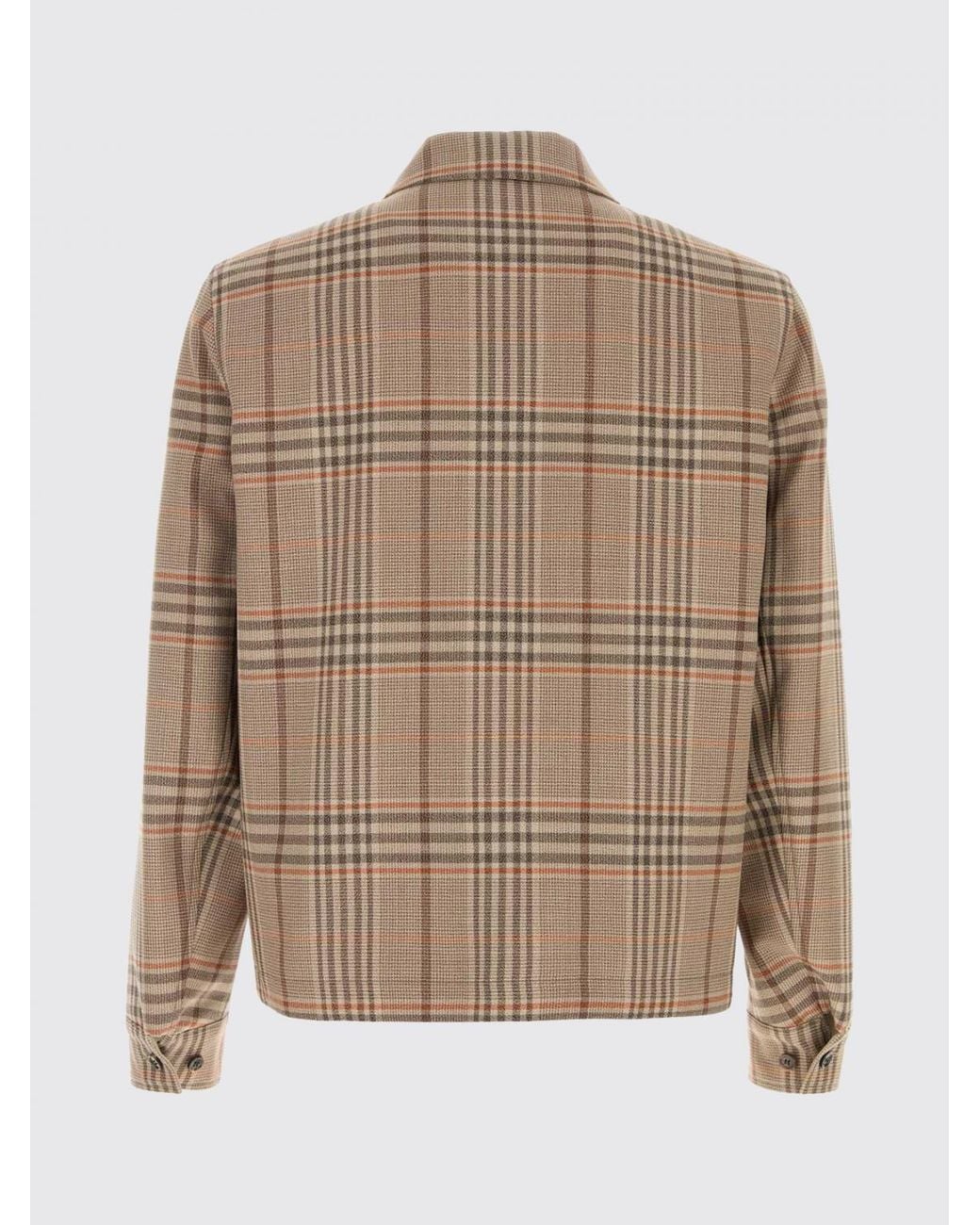 Burberry Brown Tartan Wool Shirt Jacket With Zip Closure for men