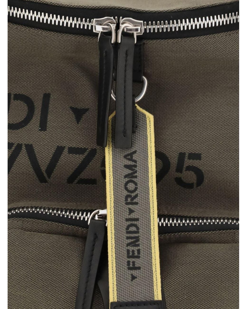 Fendi Green Tourist Contrast Logo Polyester Backpack With Adjustable Straps for men