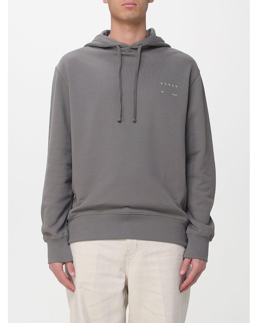 Hogan Gray Cotton Hoodie for men