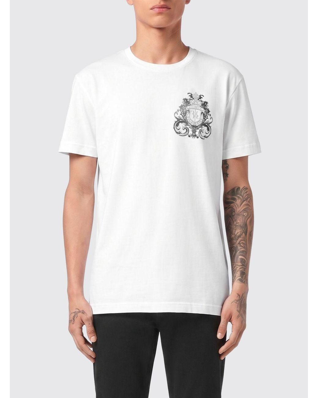 Billionaire White Cotton T-Shirt With Logo for men