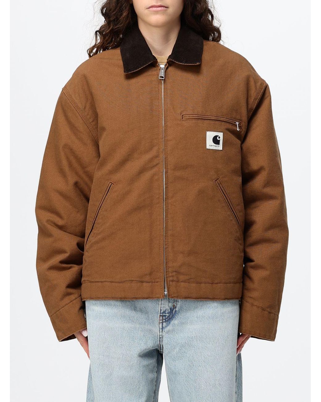 Carhartt Brown Og Detroit Organic Cotton Canvas Jacket With Velvet Collar