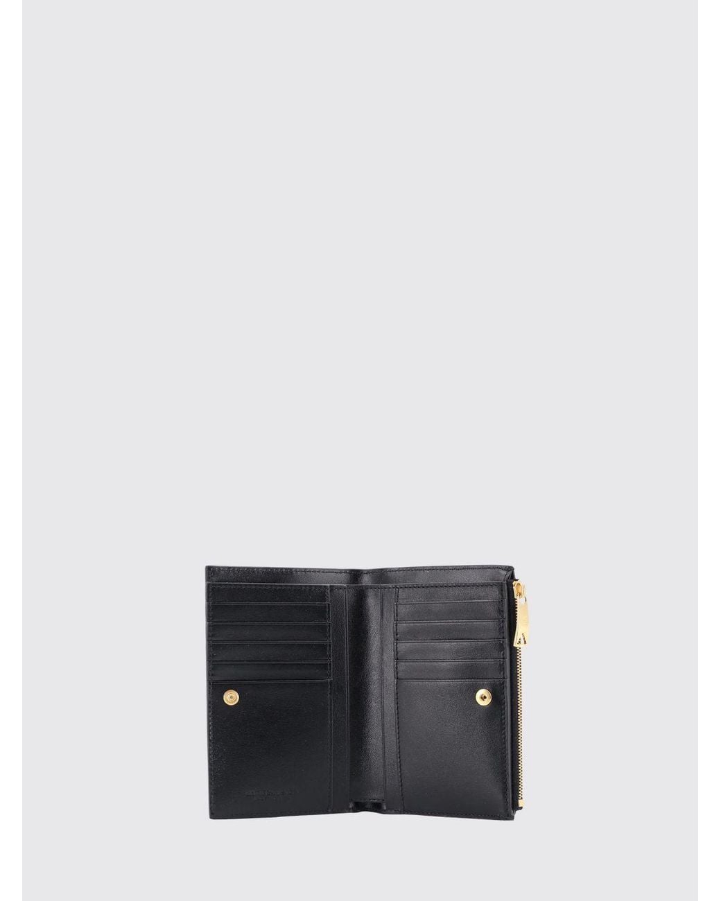 Bottega Veneta White Bifold Woven Calfskin Wallet With Card Slots And Zip Pocket